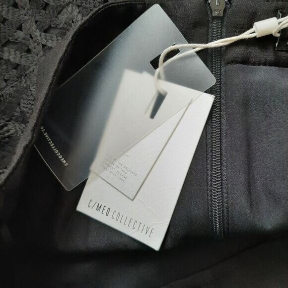 C/MEO / Collective Silver Bells Woven Texture Midi Length Skirt Black Sz M - Picture 15 of 16